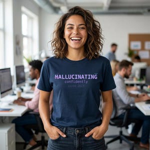 T-shirt med text, pastellfärgat lavendelmönster, Hallucinerande självsäkert