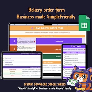 Formulario y registro de pedidos de panadería / Plantilla de Google Sheets para panaderos caseros (Descarga digital)