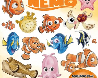 Finding Nemo Cute Watercolor Digital Kit • 50+ Elements - Finding Nemo Cute Kit • Delicate Watercolor • Little Fish and Ocean