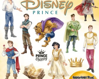 Little Princes Clipart Bundle, Watercolor Prince PNG, Fairytale Boys, Cute Prince, Prince Birthday Party, Flynn Rider, Prince Charming