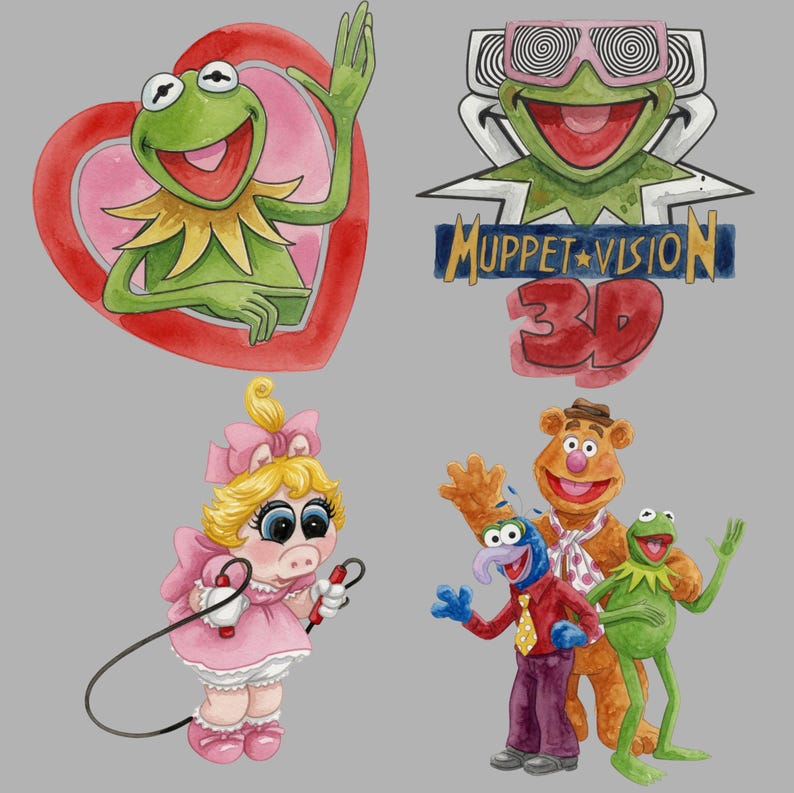 The Muppets Watercolor Clipart PNG Pack - Puppet Characters Art ...