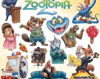 175+ PNG Zootopia 2 Watercolor Clipart Bundle, Zootopia 2 PNG Cartoon Animals Clipart Kit, Zootropolis Zoomania Zootopia2 PNG Clip Arts