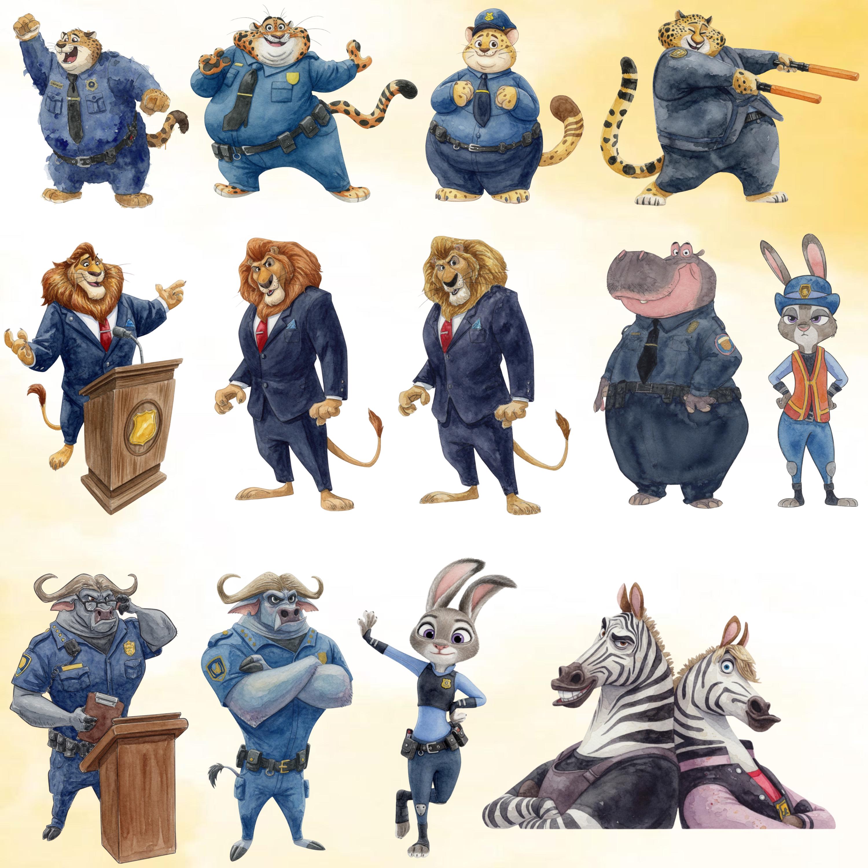 175+ PNG Zootopia 2 Watercolor Clipart Bundle, Zootopia 2 PNG Cartoon ...