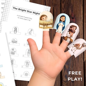 Christmas Nativity Finger Puppets, Birth of Jesus Play Script, Sunday School Craft, Christian Kids Activity, Printable PDF