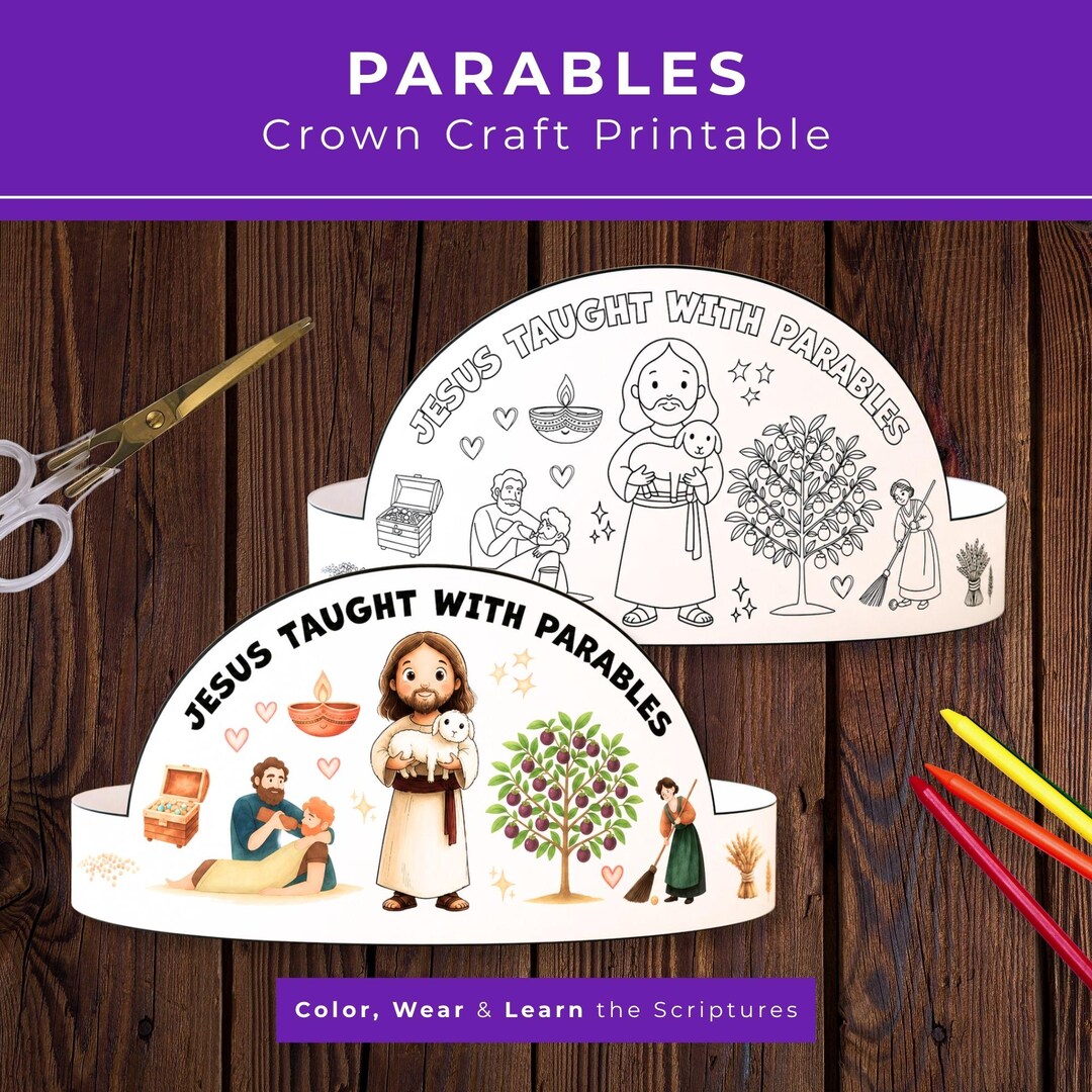 Parables Crown Craft Printable, Jesus Bible Headband for Kids, Sunday ...