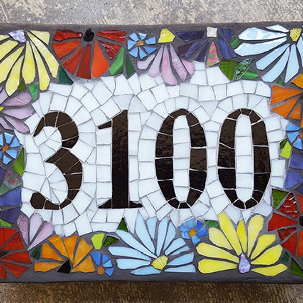 Custom Glass Mosaic Home Address Sign