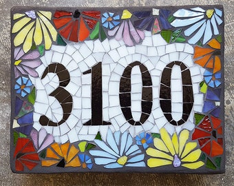 Custom Glass Mosaic Home Address Sign
