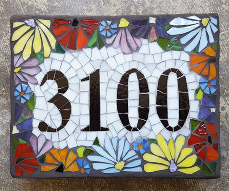 Custom Glass Mosaic Home Address Sign Etsy