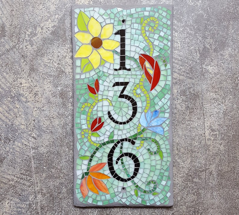 Custom Glass Mosaic Home Address Sign Etsy