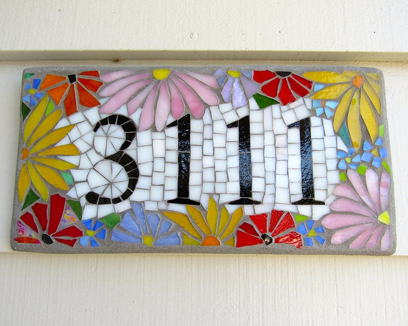 Custom Glass Mosaic Home Address Sign Etsy
