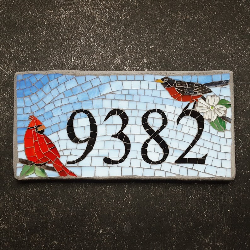 Custom Glass Mosaic Home Address Sign Etsy