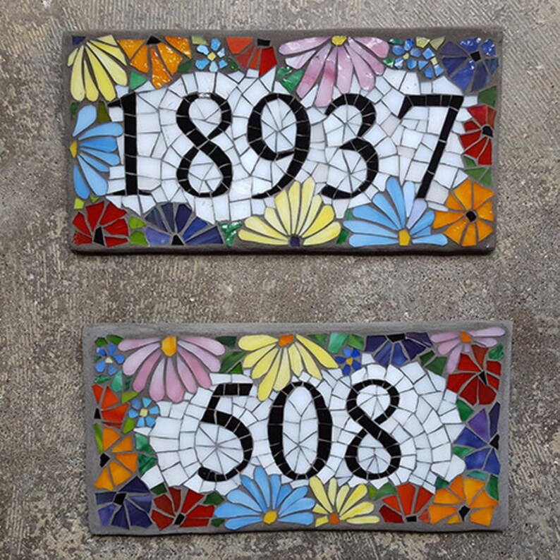 Custom Glass Mosaic Home Address Sign Etsy