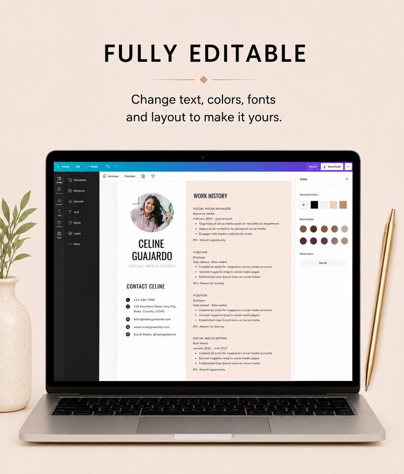 Modern CV Template | ATS Friendly Resume Bundle Insert (instant ...