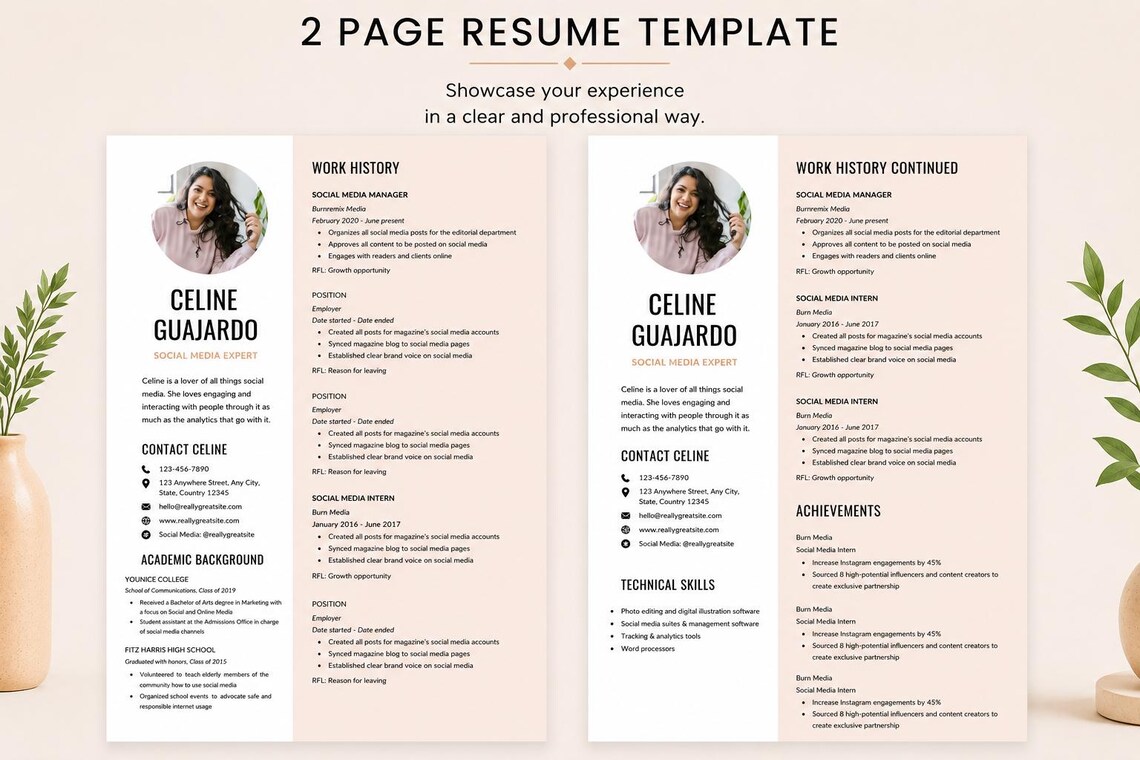 Modern CV Template | ATS Friendly Resume Bundle Insert (instant ...