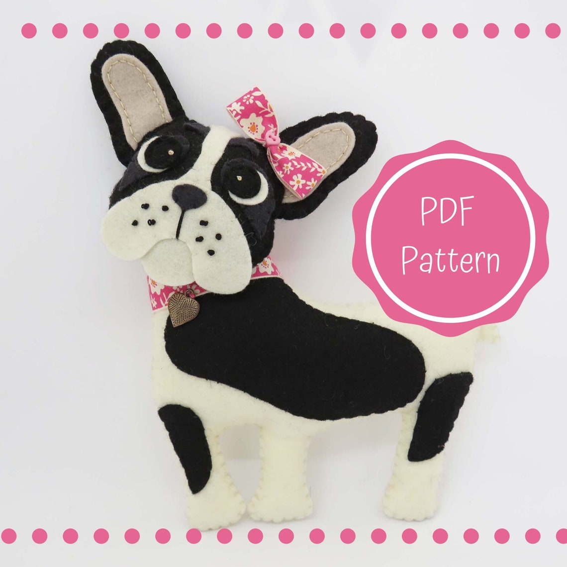 Dog Sewing Pattern French Bulldog Felt Plushie Pattern Dog Etsy