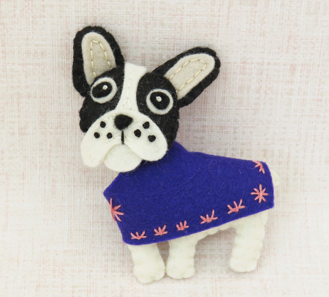Dog Sewing Pattern French Bulldog Felt Plushie Pattern Dog Etsy UK