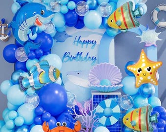 Kit de decoração para festa com tema "Fundo do Mar", 147 peças, arco de balões para chá de bebê ou festa de aniversário com tema oceânico.