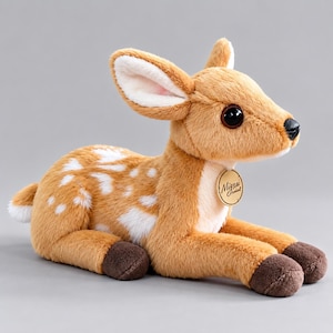 かわいい子鹿のぬいぐるみ 25cm - リアルな子鹿のぬいぐるみ - 柔らかい斑点模様の鹿のぬいぐるみ - バンビのぬいぐるみ - 鹿好きへのギフト