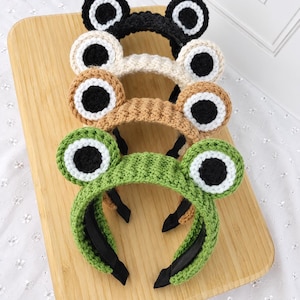Groda och padda virkat pannband, grodögonpannband, söt djurkostym, rolig fotorekvisita, kawaii håraccessoar, parkostym