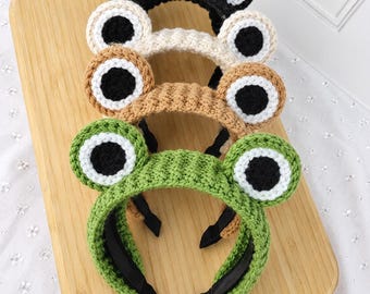 Frog and Toad Crochet Headband, Frog Eye Headband, Cute Animal Costume, Funny Photo Prop, Kawaii Hair Accessory, Couples Costume