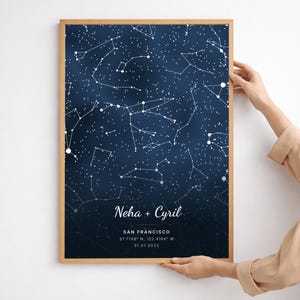Personalized Night Sky Print, Custom Star Map, Wedding Anniversary Keepsake (Digital Download or Print)