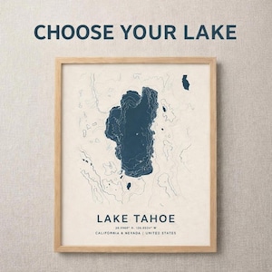 Mapa topográfico personalizado, decoración de pared para casa de lago (descarga digital o impresión).