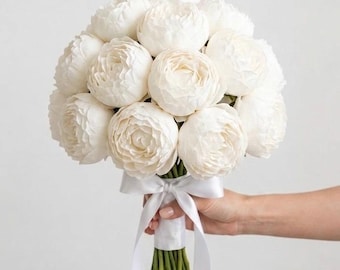 Bright pioen bruidsboeket, luxe bruiloft bloemen, real Touch aandenken boeket, zomer bruiloft bloemen, design met pioen