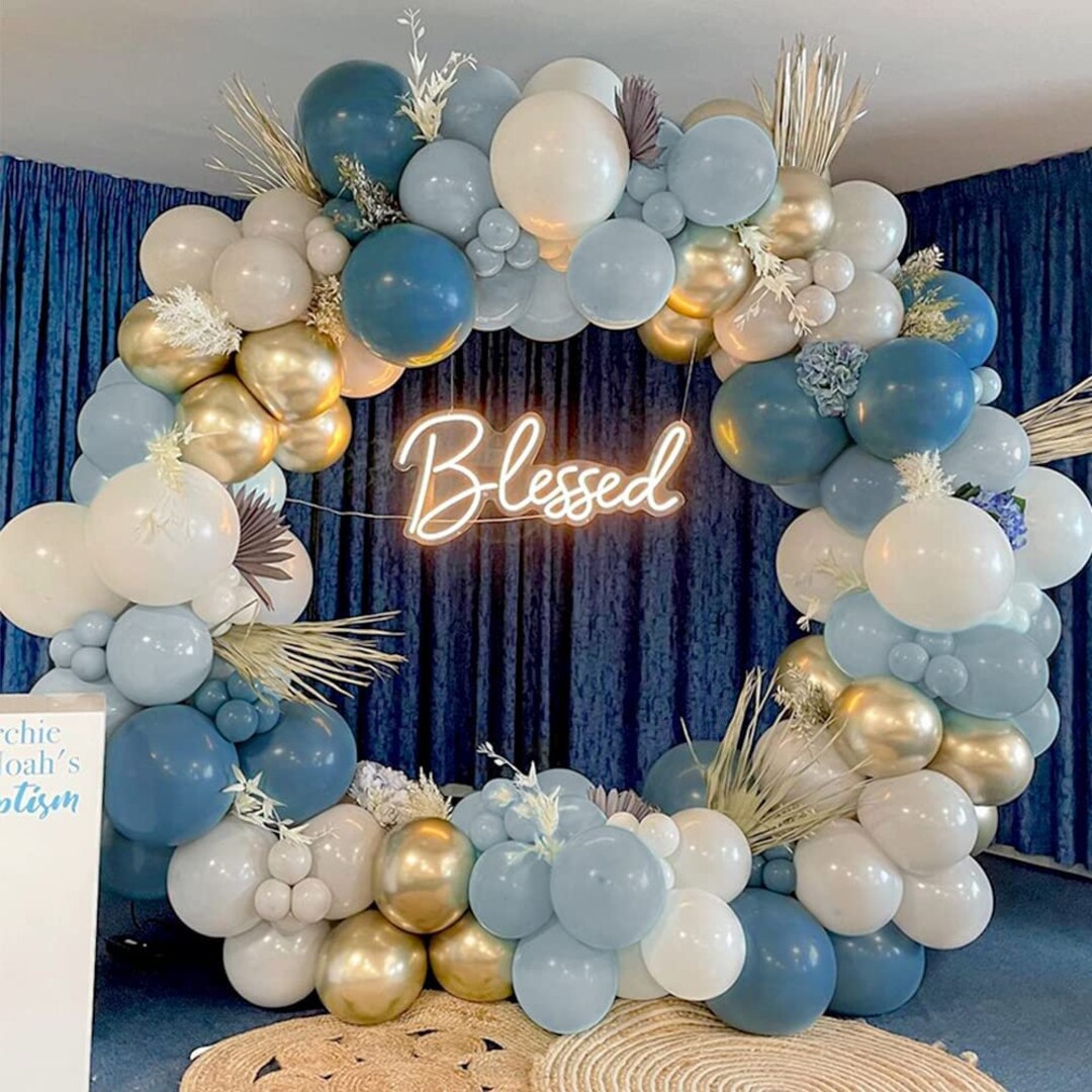 Blue White Gold Balloon Garland Arch Kit for Baby Boy Shower Etsy