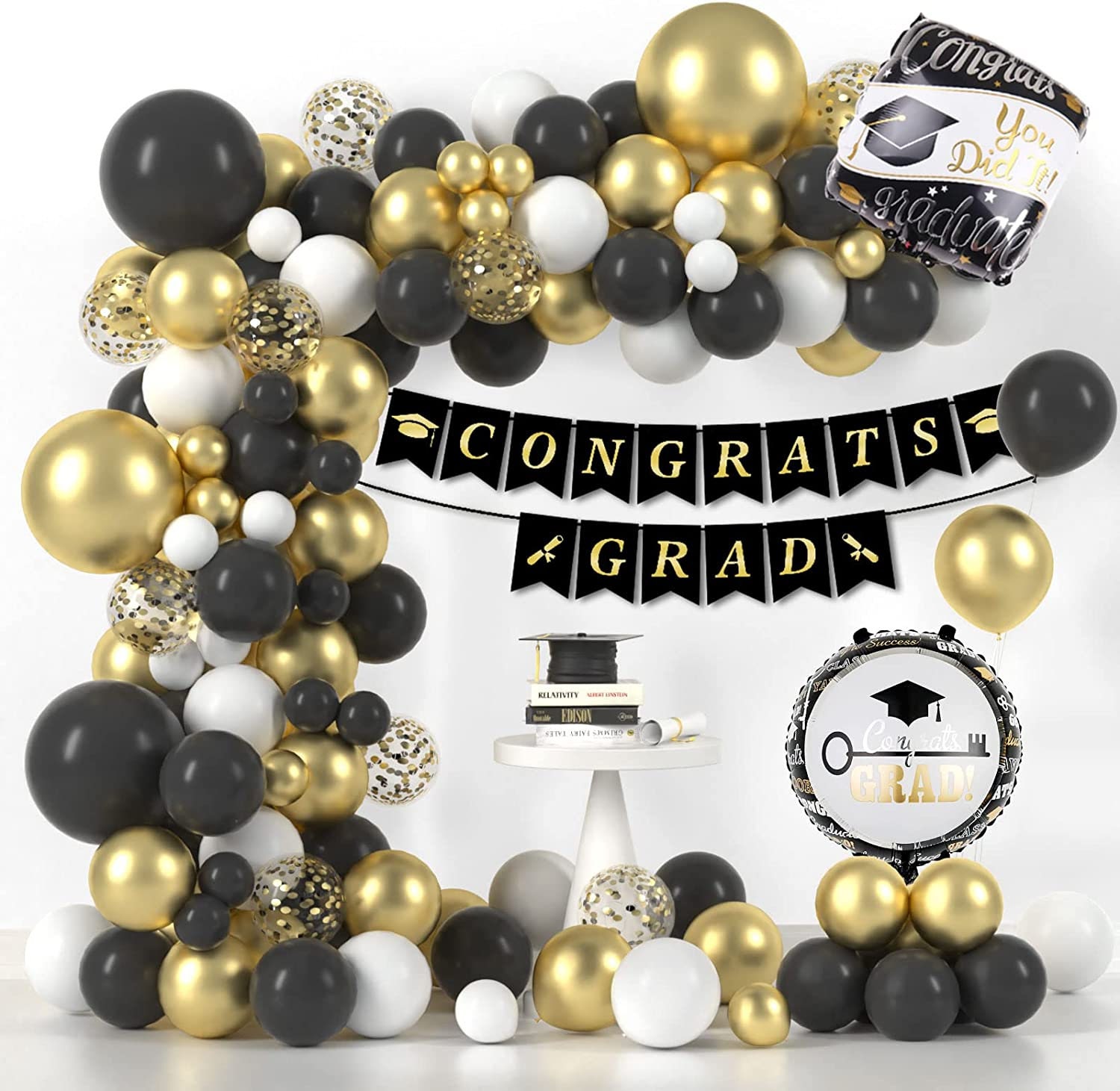 Graduation Black Gold White Balloons Garland Arch Kit 2023 - Etsy