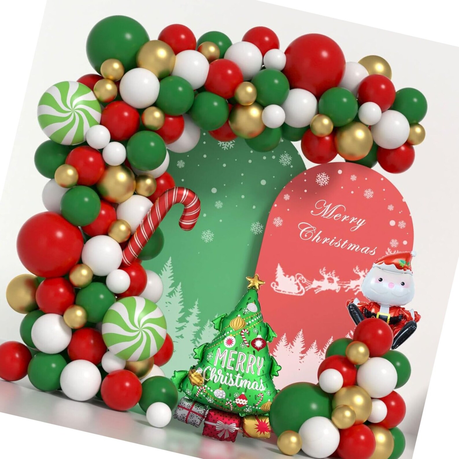 Christmas Red Green Gold White Balloon Garland Arch Kit for Etsy