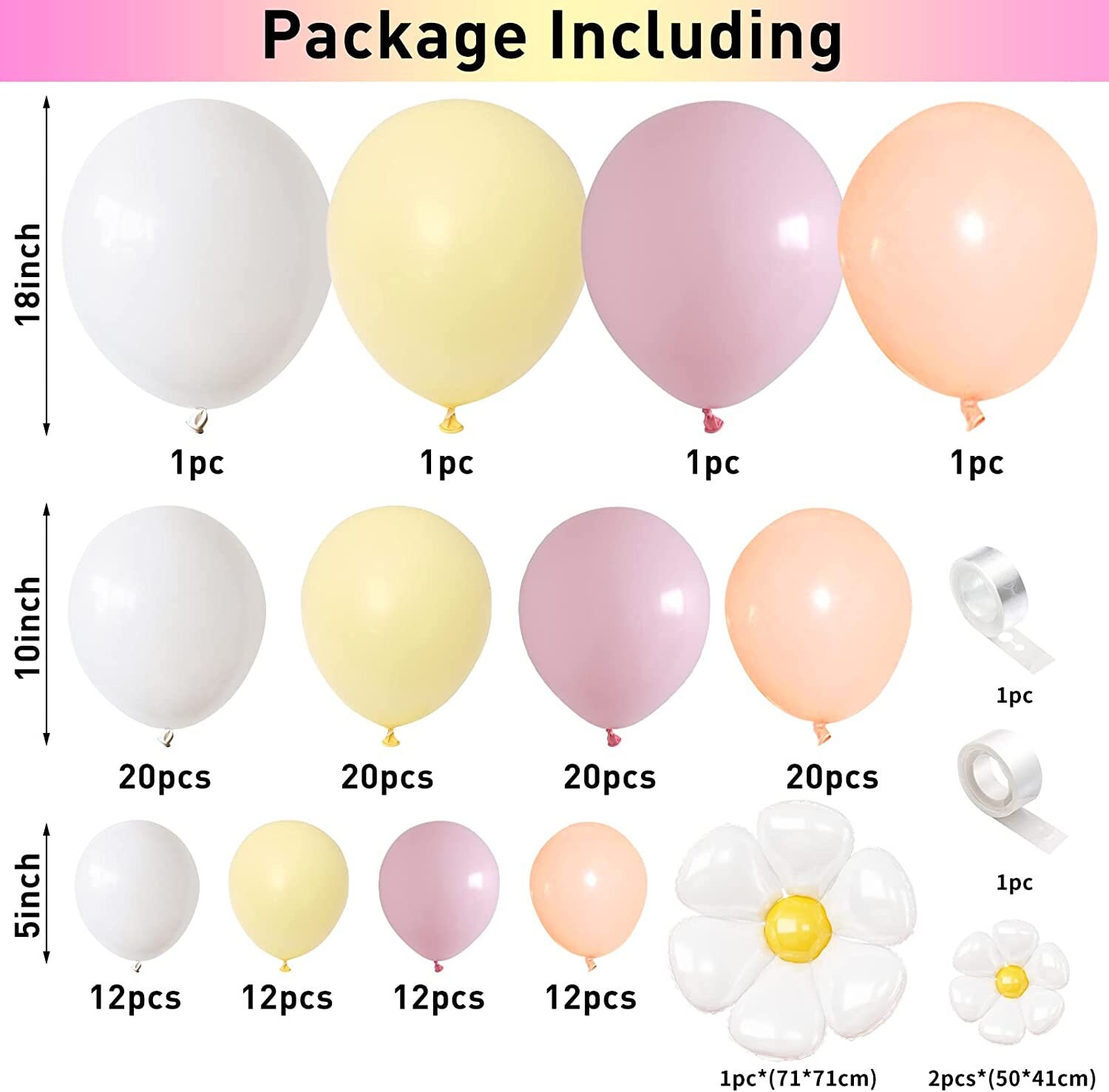 Pink Yellow Balloon Garland Arch Kit Flower Balloon Decor for - Etsy