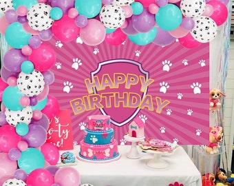 Dog Birthday Party Balloons Garland Kit With Backdrop Red Blue - Etsy