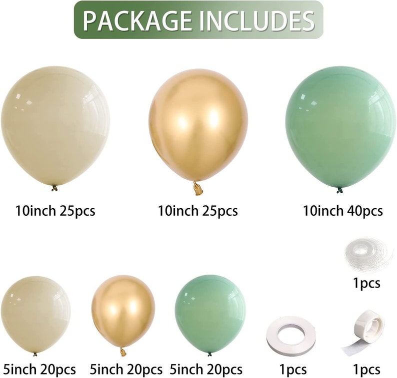 Sage Green Gold White Balloon Garland Arch Kit for Baby Shower Etsy