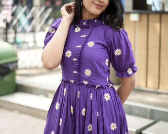 knee length dresses for ladies Damson Purple A-Line Casual Summer Midi Dress– PromGirl