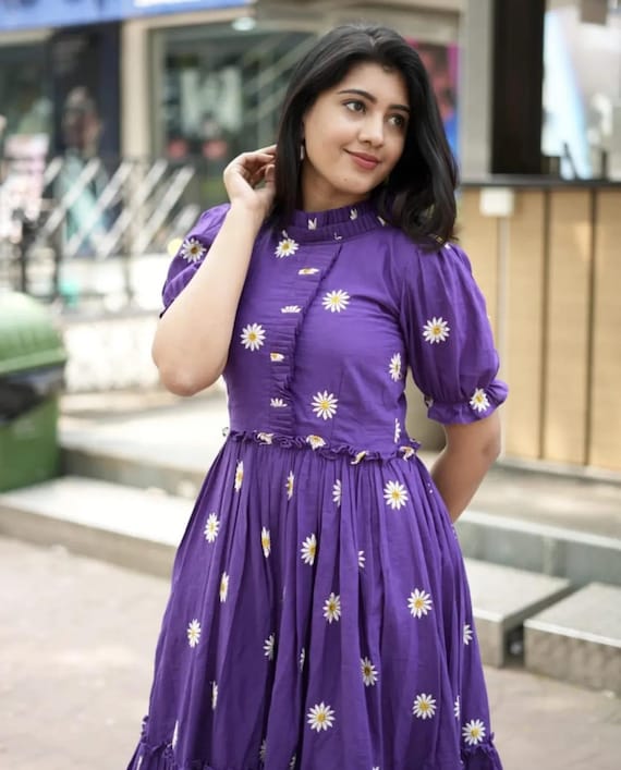 fitted lace wedding dress Dark purple floral dress – Moments to Remember main image 1