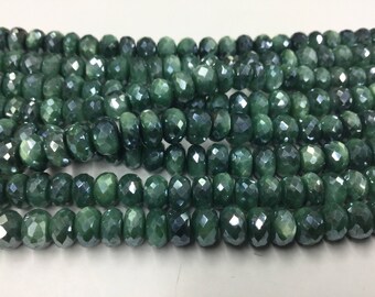 Green Caribbean Moonstone Rondelles Faceted