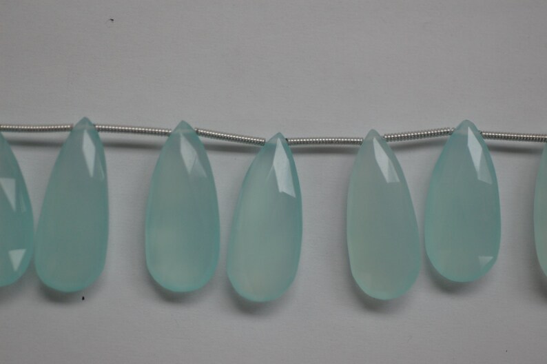Aqua Chalcedony Long Pear Faceted