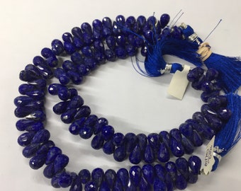 Lapis Lazuli Drops Faceted| AAA Quality| 7 Inches Strand| Finest Quality| Lapis Lazuli Drops Faceted Shape| Size- 6X9-7X11mm