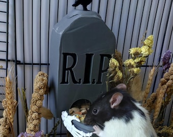 Rat gravestone feeder - Halloween cage acccessory - rat enrichment toys
