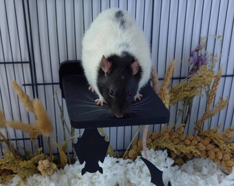 Sleeping bat mounted platform - Halloween cage acccessory for small pets