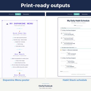 ADHD Habit Tracker Toolkit | Dopamine Menu, Habit Stacking Planner imagen 9