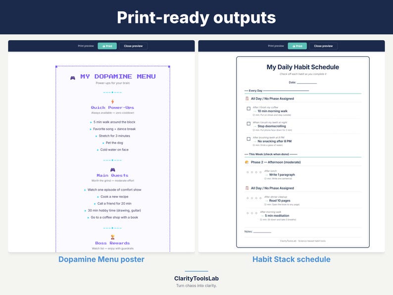 ADHD Habit Tracker Toolkit | Dopamine Menu, Habit Stacking Planner imagen 9