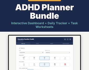 ADHD Planner Bundle | Brain Toolkit 3-in-1 | Interactive Dashboard + Daily Tracker + Task Worksheets