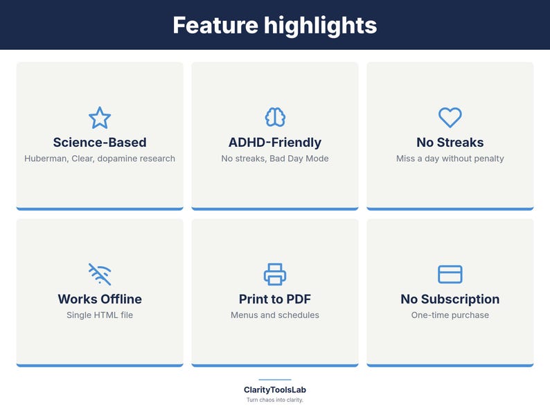 ADHD Habit Tracker Toolkit | Dopamine Menu, Habit Stacking Planner imagen 6