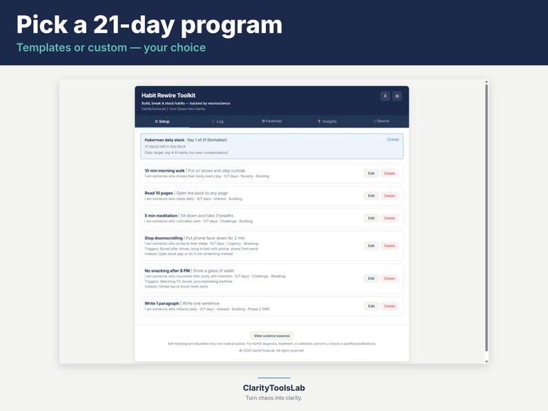 ADHD Habit Tracker Toolkit | Dopamine Menu, Habit Stacking Planner imagen 2