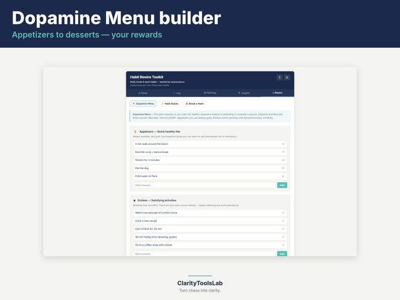 ADHD Habit Tracker Toolkit | Dopamine Menu, Habit Stacking Planner imagen 4