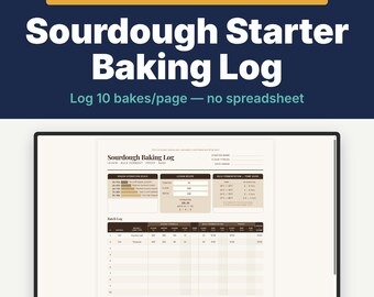 Sourdough Starter Baking Log | Printable Hydration & Timing Tracker | Bread Journal PDF