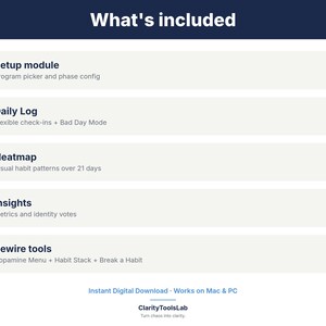 ADHD Habit Tracker Toolkit | Dopamine Menu, Habit Stacking Planner imagen 7
