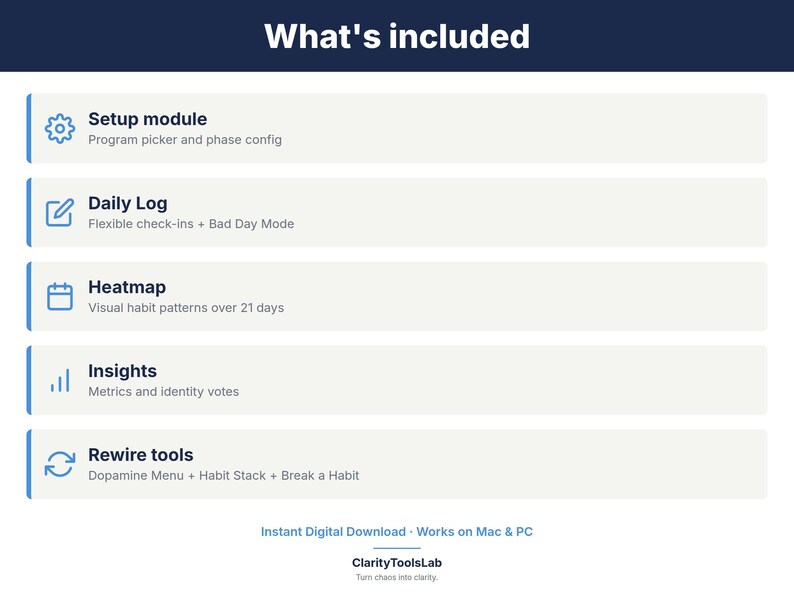 ADHD Habit Tracker Toolkit | Dopamine Menu, Habit Stacking Planner imagen 7