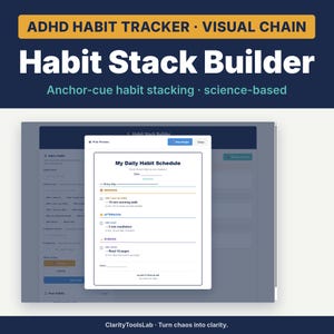 ADHD-gewoontetracker | Visuele ketenbouwer, routineplanner (HTML-download)